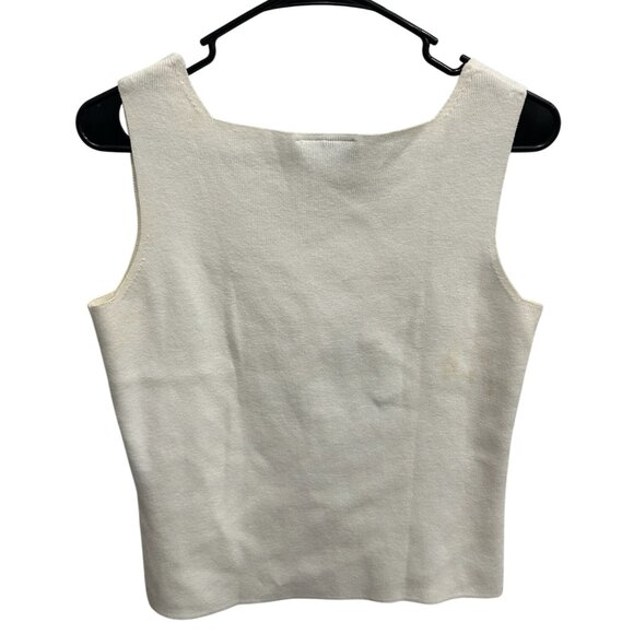 1989 One Eight Nine White Sleeveless Knit Tank Top Size M Stretchy Lightweight - Picture 2 of 9